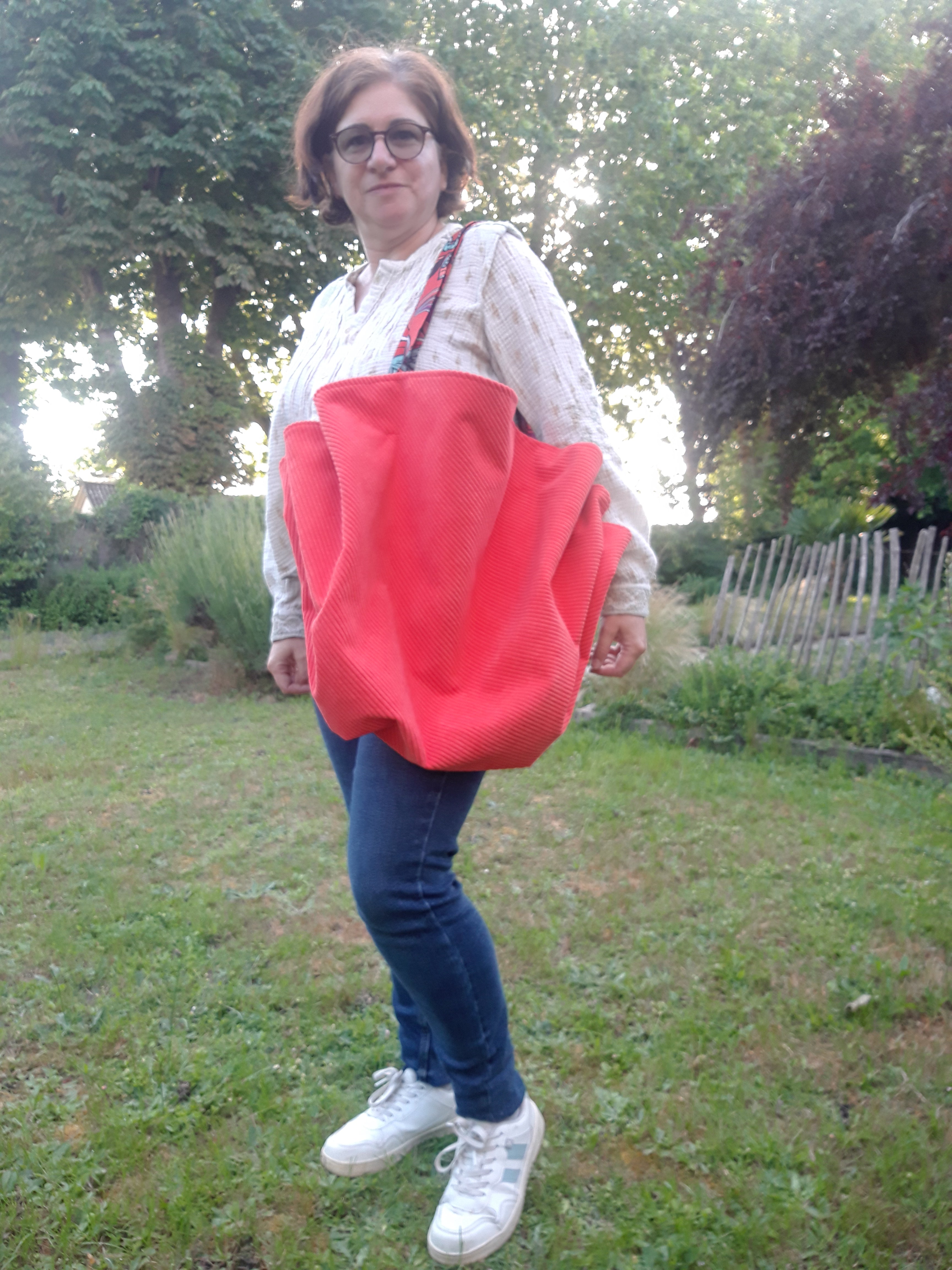 Sac fourre-tout pour les courses velours orange exotique