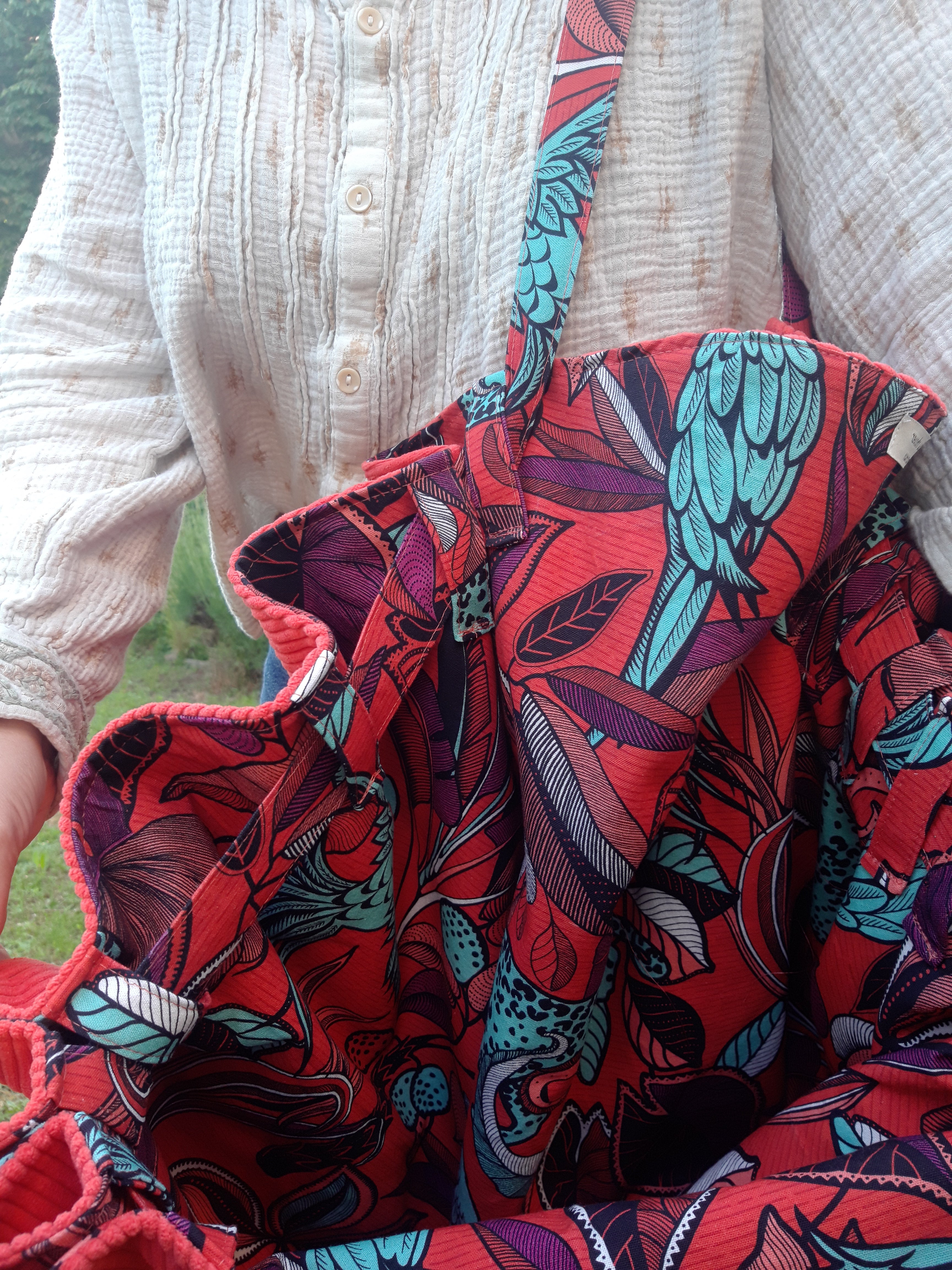 Sac fourre-tout pour les courses velours orange exotique